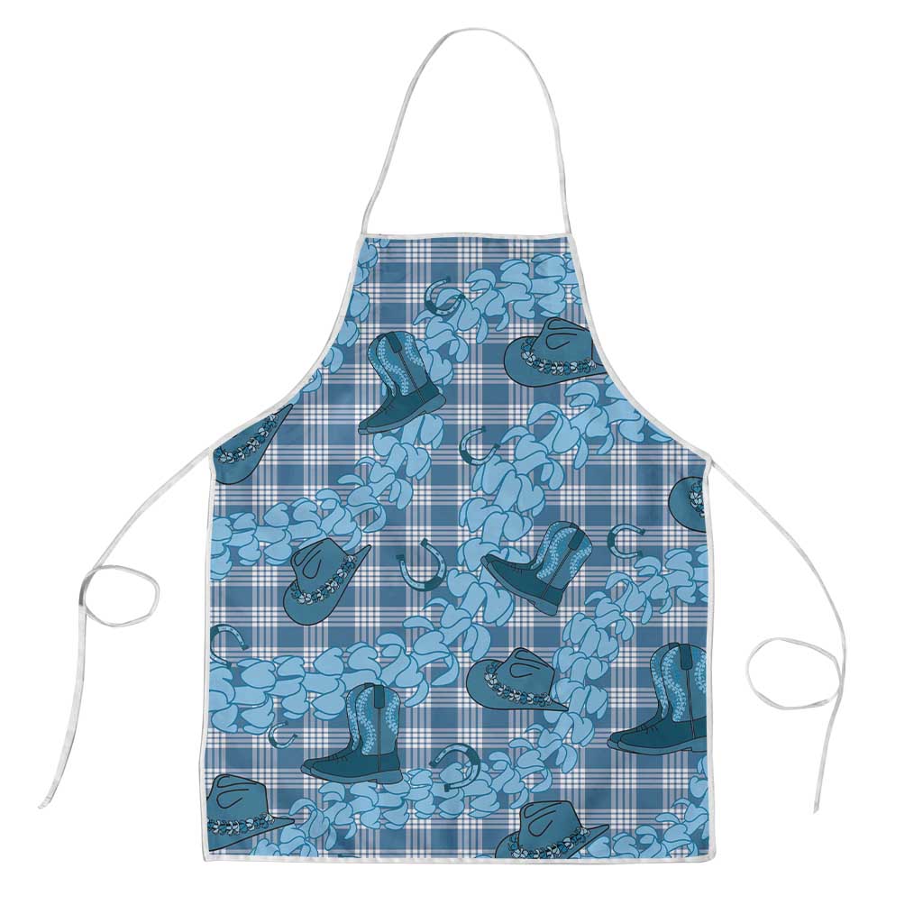 Cyan Palaka Hawaii Cowboy Apron Puakenikeni Lei Paniolo Papale Seamless Vibes - Polynesian Pride