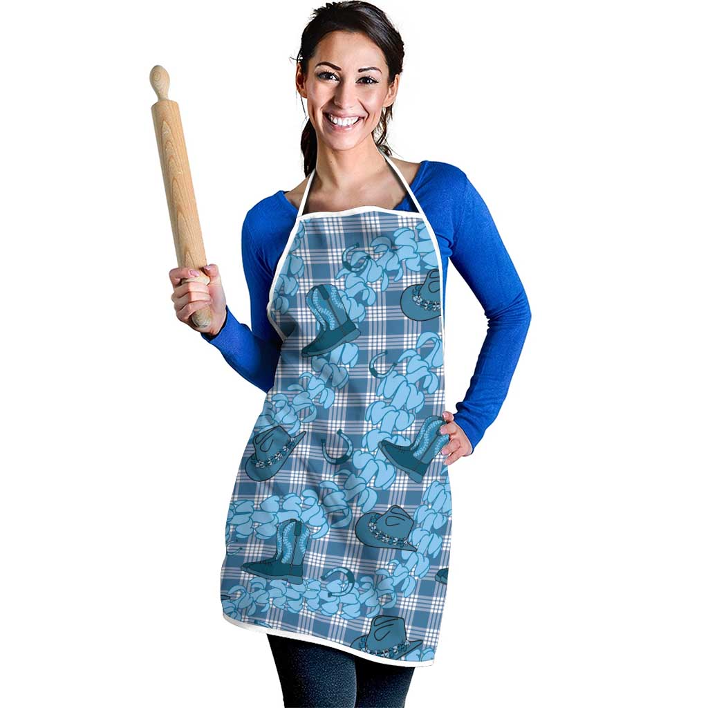 Cyan Palaka Hawaii Cowboy Apron Puakenikeni Lei Paniolo Papale Seamless Vibes - Polynesian Pride