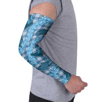 Cyan Palaka Hawaii Cowboy Arm Sleeves Puakenikeni Lei Paniolo Papale Seamless Vibes - Polynesian Pride