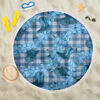 Cyan Palaka Hawaii Cowboy Beach Blanket Puakenikeni Lei Paniolo Papale Seamless Vibes - Polynesian Pride