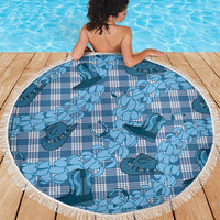Cyan Palaka Hawaii Cowboy Beach Blanket Puakenikeni Lei Paniolo Papale Seamless Vibes - Polynesian Pride