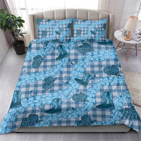 Cyan Palaka Hawaii Cowboy Bedding Set Puakenikeni Lei Paniolo Papale Seamless Vibes - Polynesian Pride
