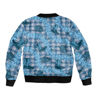 Cyan Palaka Hawaii Cowboy Bomber Jacket Puakenikeni Lei Paniolo Papale Seamless Vibes - Polynesian Pride