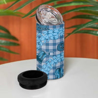 Cyan Palaka Hawaii Cowboy 4 in 1 Can Cooler Tumbler Puakenikeni Lei Paniolo Papale Seamless Vibes - Polynesian Pride