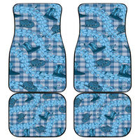 Cyan Palaka Hawaii Cowboy Car Mats Puakenikeni Lei Paniolo Papale Seamless Vibes - Polynesian Pride