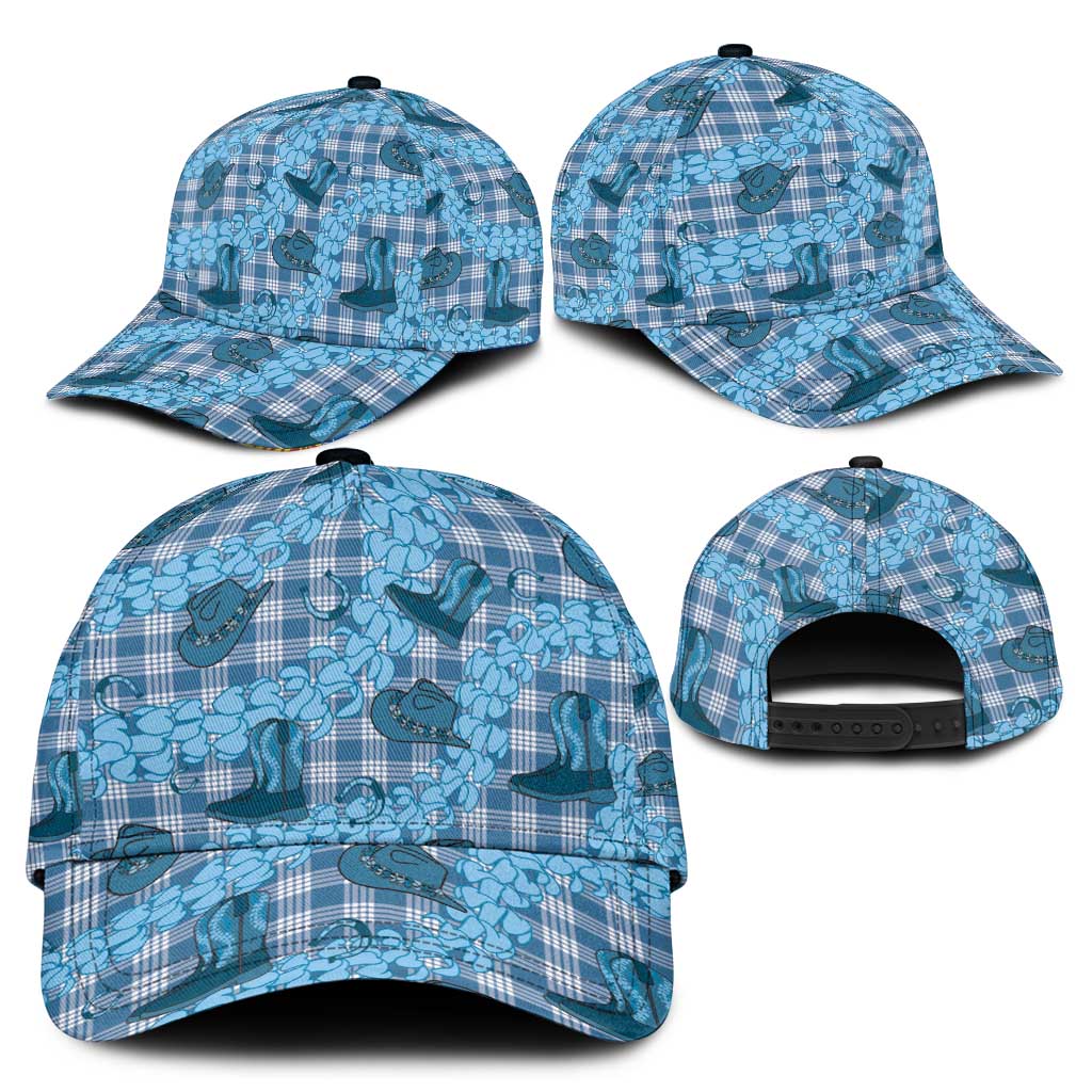 Cyan Palaka Hawaii Cowboy Classic Cap Puakenikeni Lei Paniolo Papale Seamless Vibes - Polynesian Pride