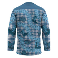 Cyan Palaka Hawaii Cowboy Hockey Jersey Puakenikeni Lei Paniolo Papale Seamless Vibes - Polynesian Pride