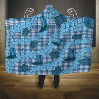 Cyan Palaka Hawaii Cowboy Hooded Blanket Puakenikeni Lei Paniolo Papale Seamless Vibes - Polynesian Pride