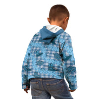 Cyan Palaka Hawaii Cowboy Kid Hoodie Puakenikeni Lei Paniolo Papale Seamless Vibes - Polynesian Pride