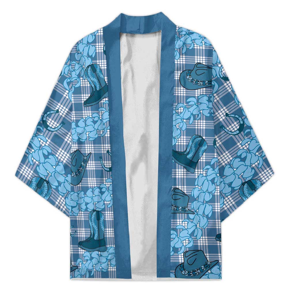 Cyan Palaka Hawaii Cowboy Kimono Puakenikeni Lei Paniolo Papale Seamless Vibes - Polynesian Pride