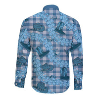 Cyan Palaka Hawaii Cowboy Long Sleeve Button Shirt Puakenikeni Lei Paniolo Papale Seamless Vibes - Polynesian Pride