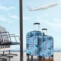 Cyan Palaka Hawaii Cowboy Luggage Cover Puakenikeni Lei Paniolo Papale Seamless Vibes - Polynesian Pride