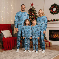 Cyan Palaka Hawaii Cowboy Christmas Pajama Set Puakenikeni Lei Paniolo Papale Seamless Vibes - Polynesian Pride