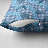 Cyan Palaka Hawaii Cowboy Pillow Cover Puakenikeni Lei Paniolo Papale Seamless Vibes - Polynesian Pride