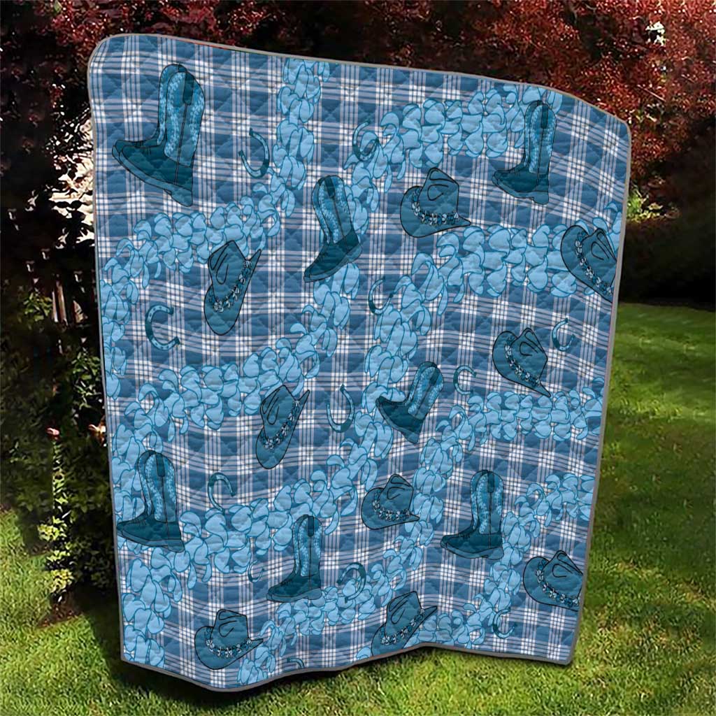 Cyan Palaka Hawaii Cowboy Quilt Puakenikeni Lei Paniolo Papale Seamless Vibes - Polynesian Pride