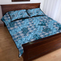 Cyan Palaka Hawaii Cowboy Quilt Bed Set Puakenikeni Lei Paniolo Papale Seamless Vibes - Polynesian Pride