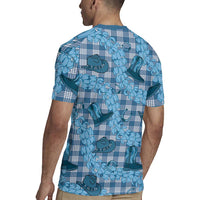 Cyan Palaka Hawaii Cowboy Rugby Jersey Puakenikeni Lei Paniolo Papale Seamless Vibes - Polynesian Pride