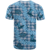 Cyan Palaka Hawaii Cowboy T Shirt Puakenikeni Lei Paniolo Papale Seamless Vibes - Polynesian Pride