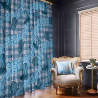 Cyan Palaka Hawaii Cowboy Window Curtain Puakenikeni Lei Paniolo Papale Seamless Vibes - Polynesian Pride