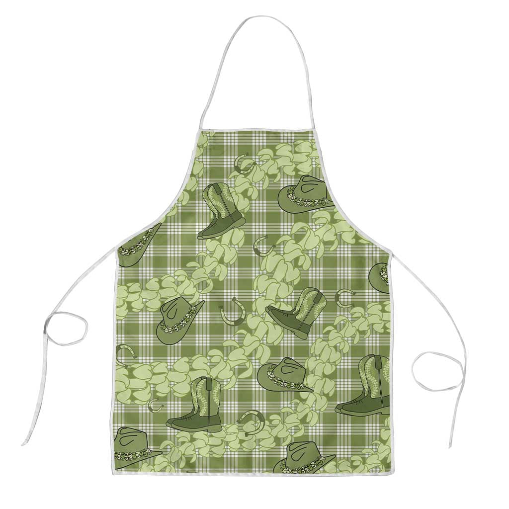 Lime Palaka Hawaii Cowboy Apron Puakenikeni Lei Paniolo Papale Seamless Vibes - Polynesian Pride