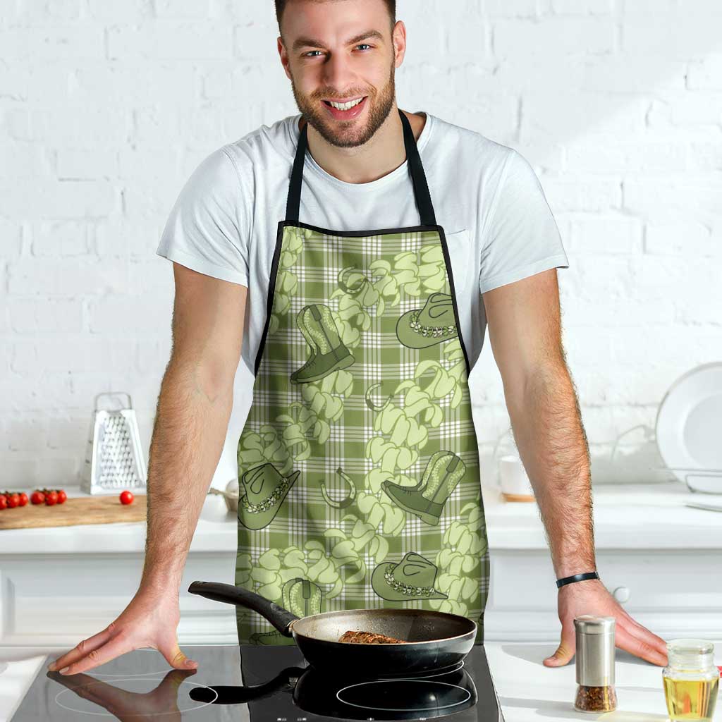 Lime Palaka Hawaii Cowboy Apron Puakenikeni Lei Paniolo Papale Seamless Vibes - Polynesian Pride