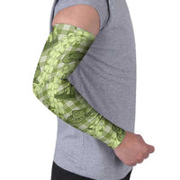 Lime Palaka Hawaii Cowboy Arm Sleeves Puakenikeni Lei Paniolo Papale Seamless Vibes - Polynesian Pride