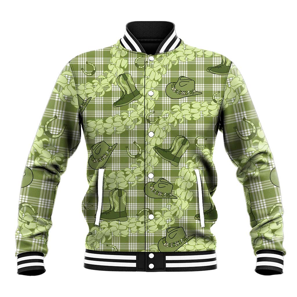 Lime Palaka Hawaii Cowboy Baseball Jacket Puakenikeni Lei Paniolo Papale Seamless Vibes - Polynesian Pride
