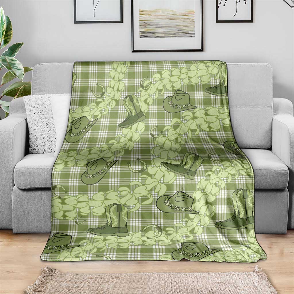 Lime Palaka Hawaii Cowboy Blanket Puakenikeni Lei Paniolo Papale Seamless Vibes - Polynesian Pride