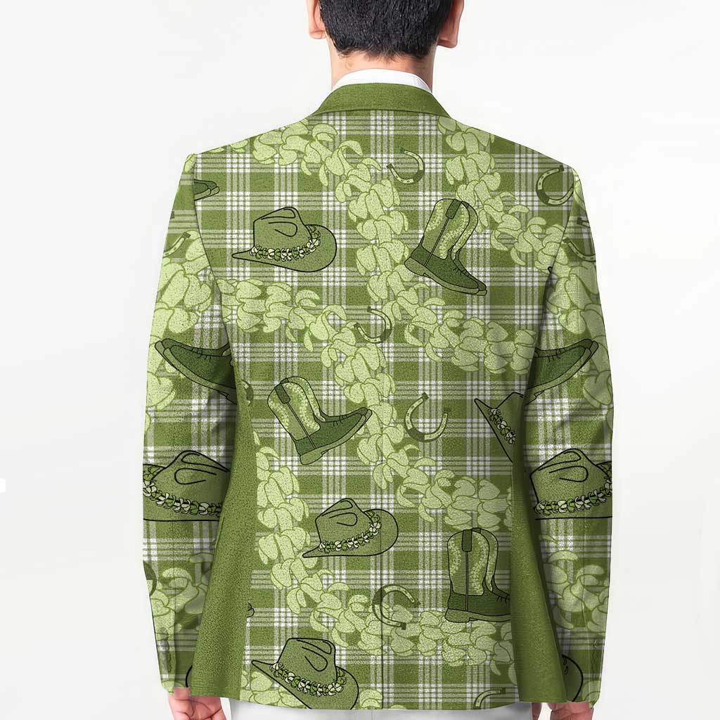 Lime Palaka Hawaii Cowboy Blazer Puakenikeni Lei Paniolo Papale Seamless Vibes - Polynesian Pride