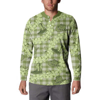Lime Palaka Hawaii Cowboy Button Sweatshirt Puakenikeni Lei Paniolo Papale Seamless Vibes - Polynesian Pride