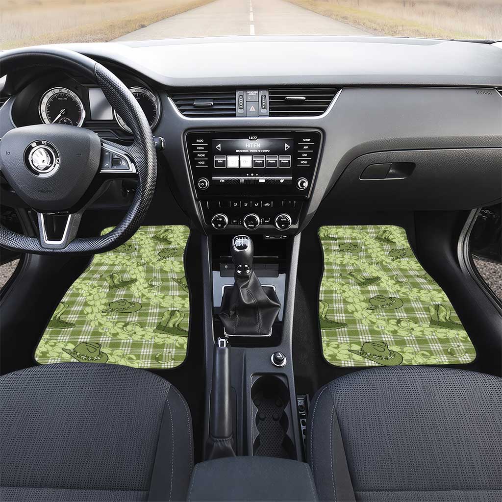 Lime Palaka Hawaii Cowboy Car Mats Puakenikeni Lei Paniolo Papale Seamless Vibes - Polynesian Pride