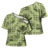 Lime Palaka Hawaii Cowboy Cross Shoulder Shirt Puakenikeni Lei Paniolo Papale Seamless Vibes - Polynesian Pride