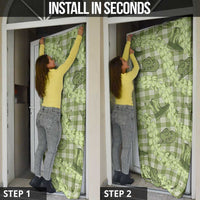 Lime Palaka Hawaii Cowboy Door Cover Puakenikeni Lei Paniolo Papale Seamless Vibes - Polynesian Pride