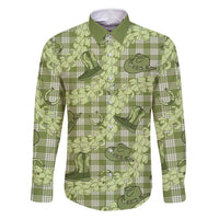 Lime Palaka Hawaii Cowboy Family Matching Long Sleeve Bodycon Dress and Hawaiian Shirt Puakenikeni Lei Paniolo Papale Seamless Vibes - Polynesian Pride