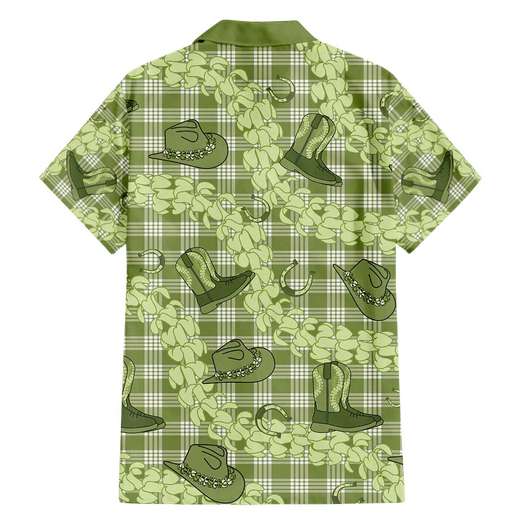 Lime Palaka Hawaii Cowboy Family Matching Off Shoulder Maxi Dress and Hawaiian Shirt Puakenikeni Lei Paniolo Papale Seamless Vibes - Polynesian Pride