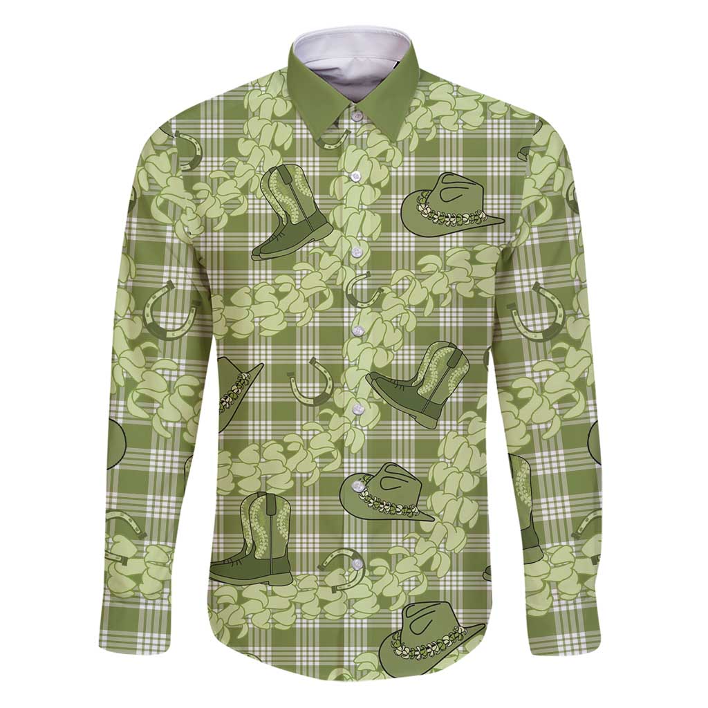 Lime Palaka Hawaii Cowboy Family Matching Puletasi and Hawaiian Shirt Puakenikeni Lei Paniolo Papale Seamless Vibes - Polynesian Pride