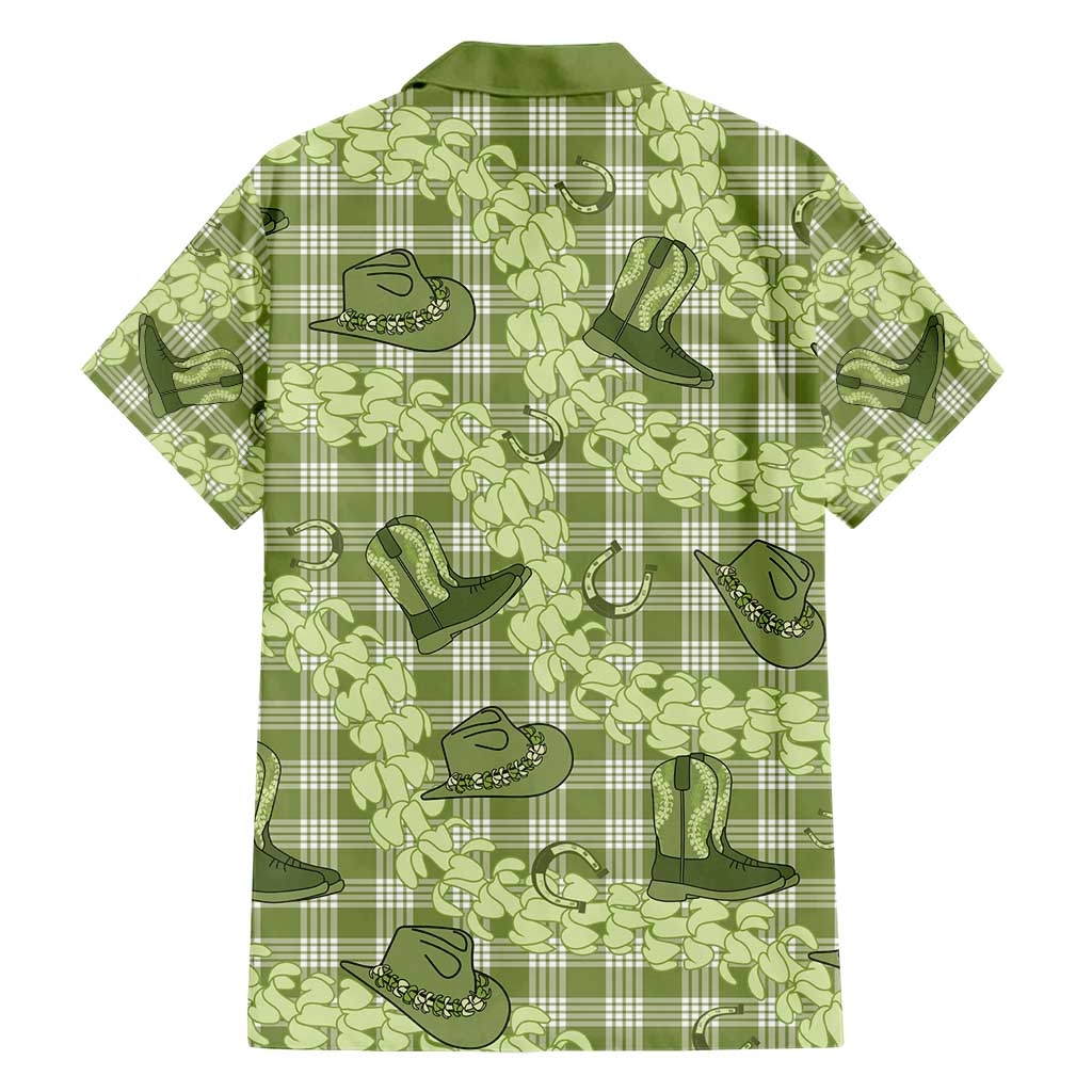 Lime Palaka Hawaii Cowboy Family Matching Short Sleeve Bodycon Dress and Hawaiian Shirt Puakenikeni Lei Paniolo Papale Seamless Vibes - Polynesian Pride