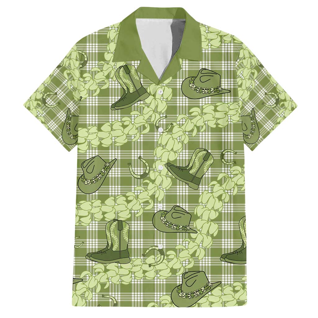 Lime Palaka Hawaii Cowboy Family Matching Summer Maxi Dress and Hawaiian Shirt Puakenikeni Lei Paniolo Papale Seamless Vibes - Polynesian Pride