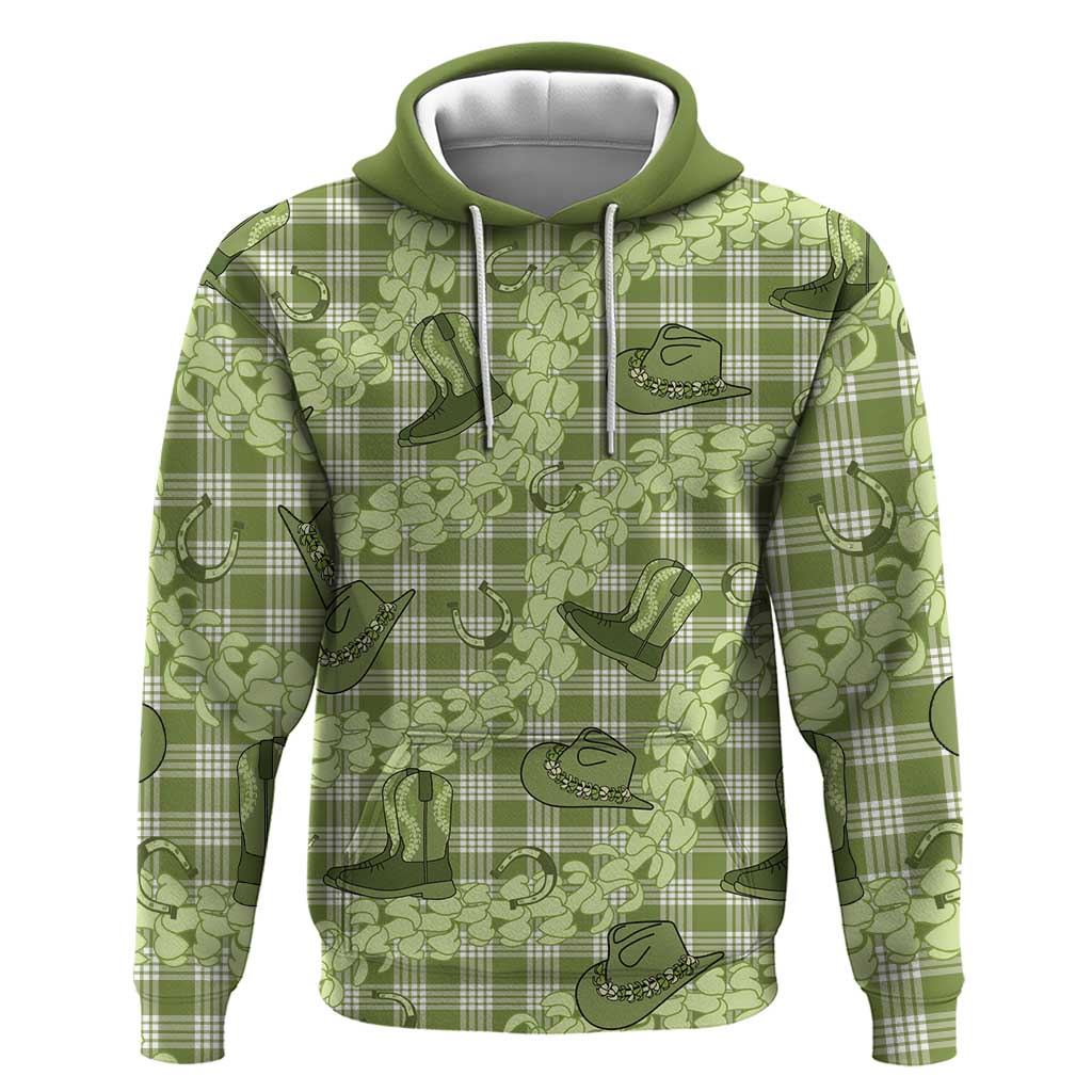 Lime Palaka Hawaii Cowboy Hoodie Puakenikeni Lei Paniolo Papale Seamless Vibes - Polynesian Pride