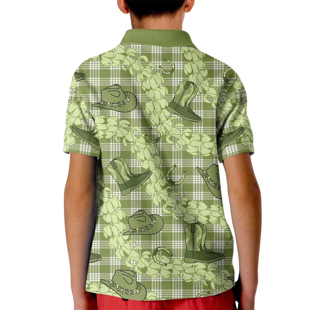 Lime Palaka Hawaii Cowboy Kid Polo Shirt Puakenikeni Lei Paniolo Papale Seamless Vibes - Polynesian Pride