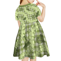 Lime Palaka Hawaii Cowboy Kid Short Sleeve Dress Puakenikeni Lei Paniolo Papale Seamless Vibes - Polynesian Pride