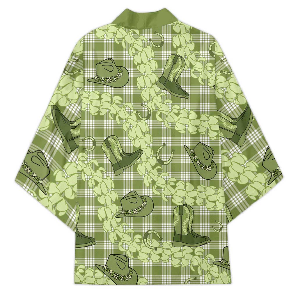 Lime Palaka Hawaii Cowboy Kimono Puakenikeni Lei Paniolo Papale Seamless Vibes - Polynesian Pride