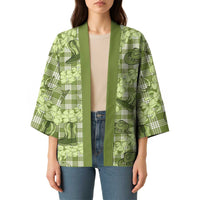 Lime Palaka Hawaii Cowboy Kimono Puakenikeni Lei Paniolo Papale Seamless Vibes - Polynesian Pride