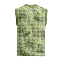 Lime Palaka Hawaii Cowboy Christmas Knitted V-Neck Vest Puakenikeni Lei Paniolo Papale Seamless Vibes - Polynesian Pride