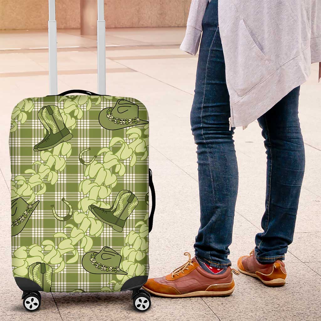 Lime Palaka Hawaii Cowboy Luggage Cover Puakenikeni Lei Paniolo Papale Seamless Vibes - Polynesian Pride
