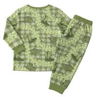 Lime Palaka Hawaii Cowboy Christmas Pajama Set Puakenikeni Lei Paniolo Papale Seamless Vibes - Polynesian Pride