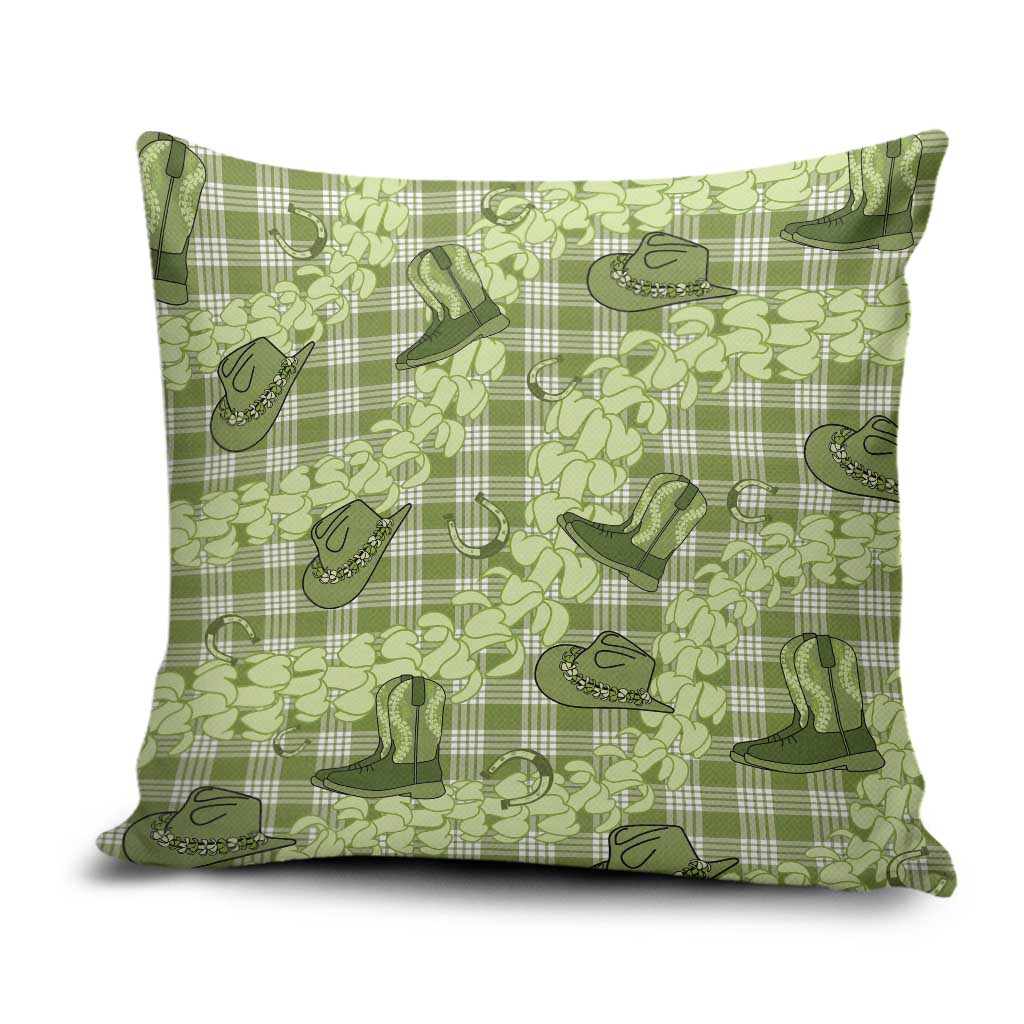 Lime Palaka Hawaii Cowboy Pillow Cover Puakenikeni Lei Paniolo Papale Seamless Vibes - Polynesian Pride