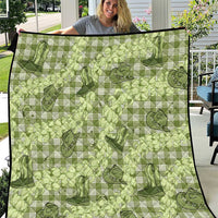 Lime Palaka Hawaii Cowboy Quilt Puakenikeni Lei Paniolo Papale Seamless Vibes - Polynesian Pride