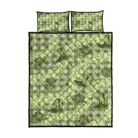 Lime Palaka Hawaii Cowboy Quilt Bed Set Puakenikeni Lei Paniolo Papale Seamless Vibes - Polynesian Pride