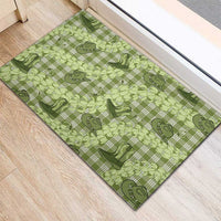Lime Palaka Hawaii Cowboy Rubber Doormat Puakenikeni Lei Paniolo Papale Seamless Vibes - Polynesian Pride